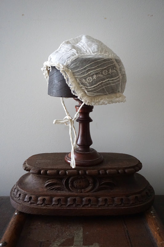 Antique French Lace-Trimmed Bonnet