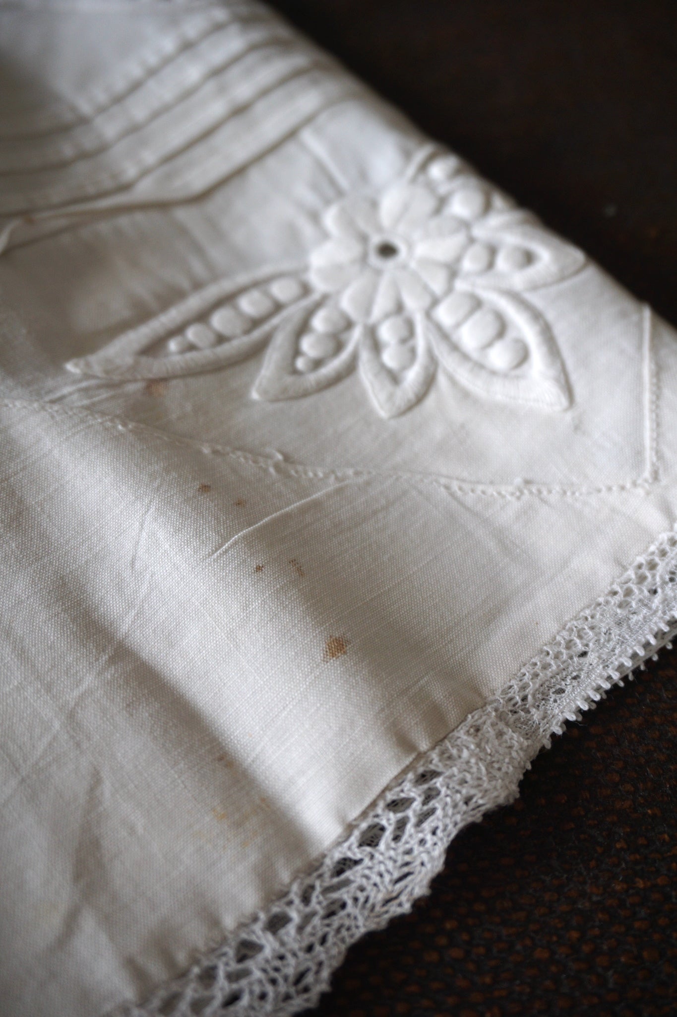 Antique French Pleated Lace Border