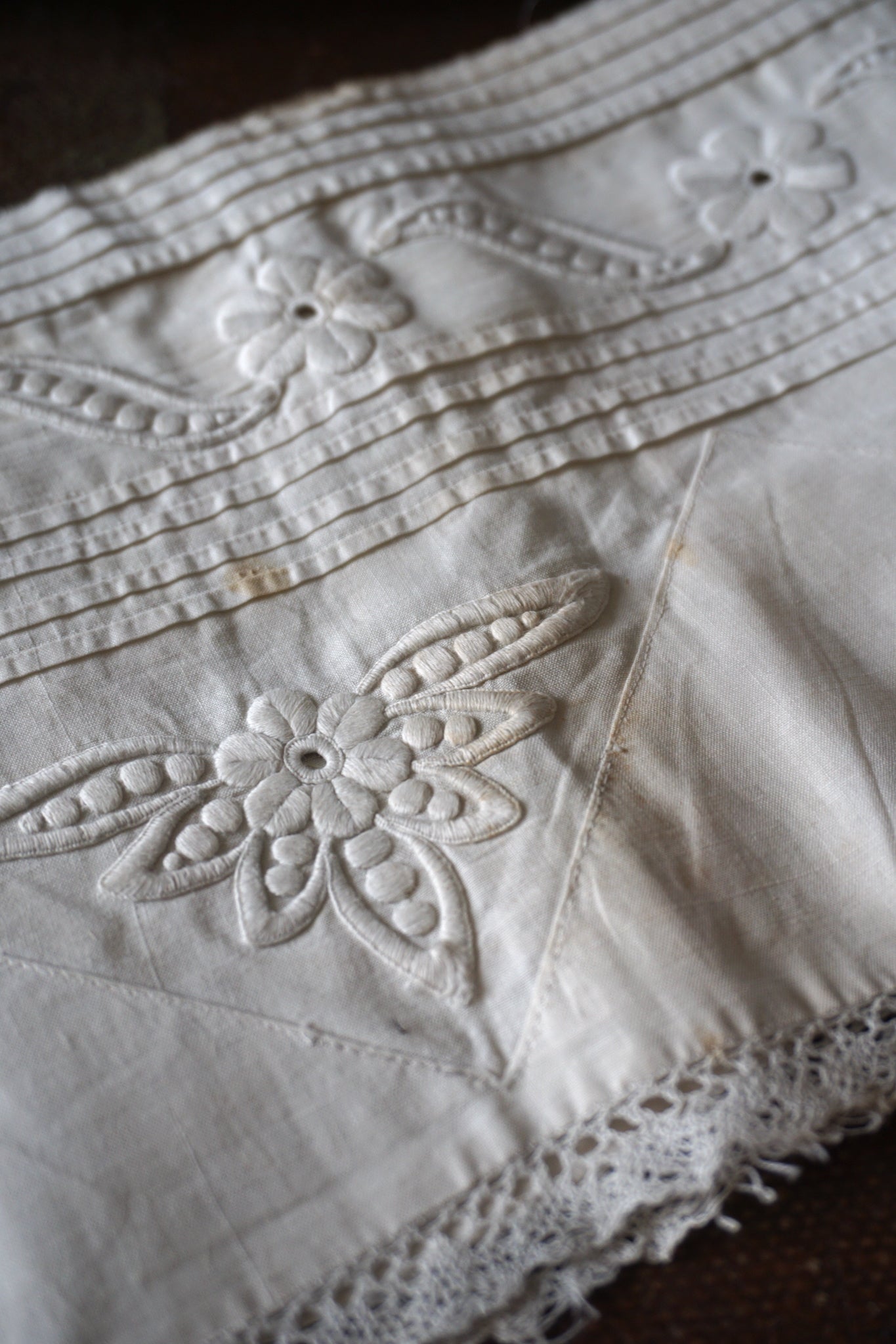 Antique French Pleated Lace Border