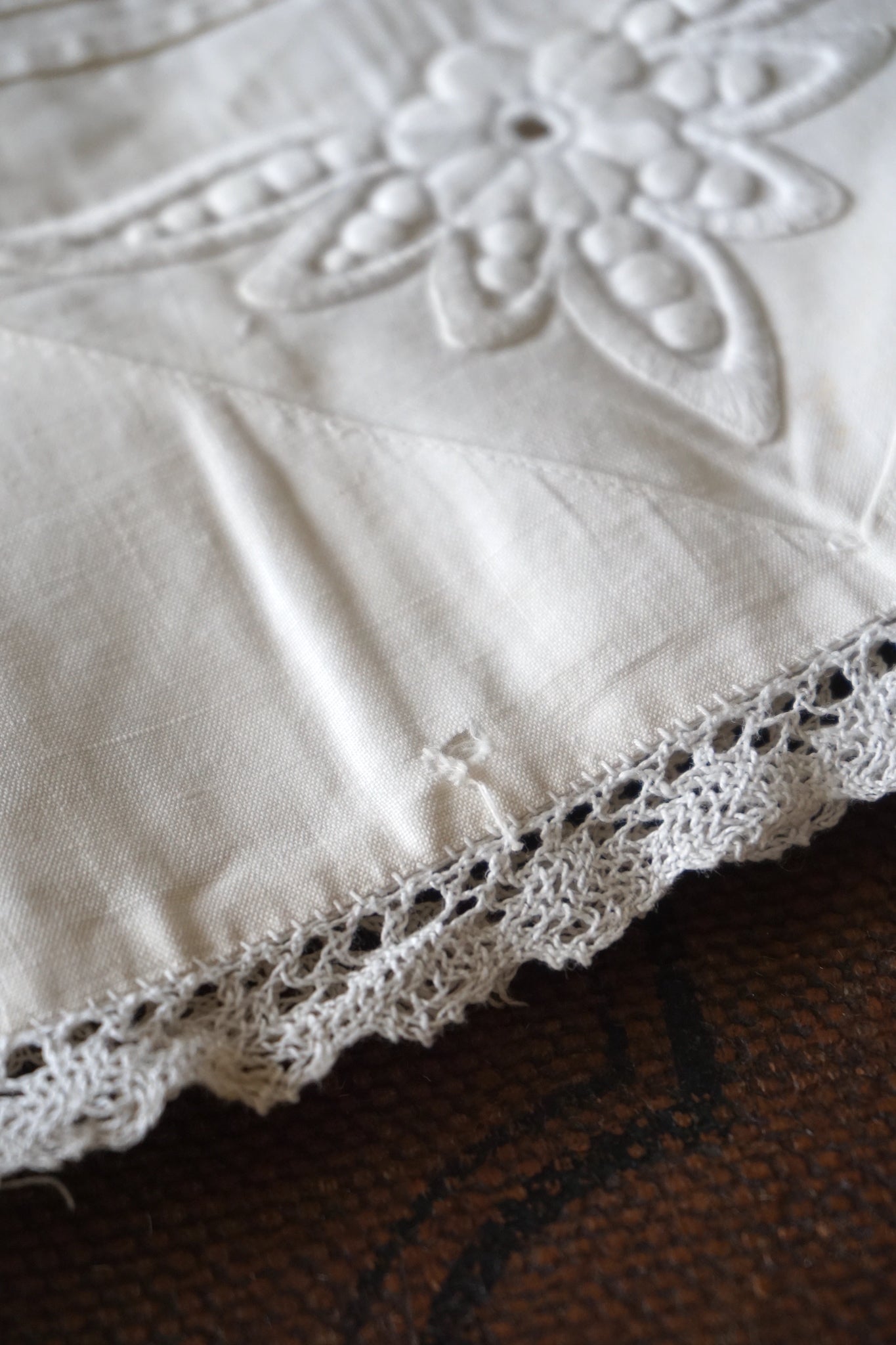 Antique French Pleated Lace Border