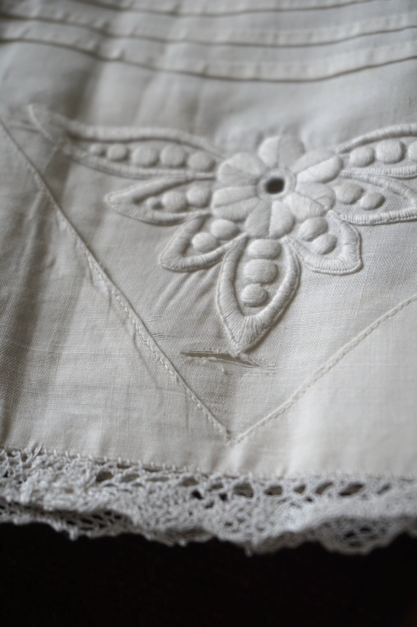 Antique French Pleated Lace Border