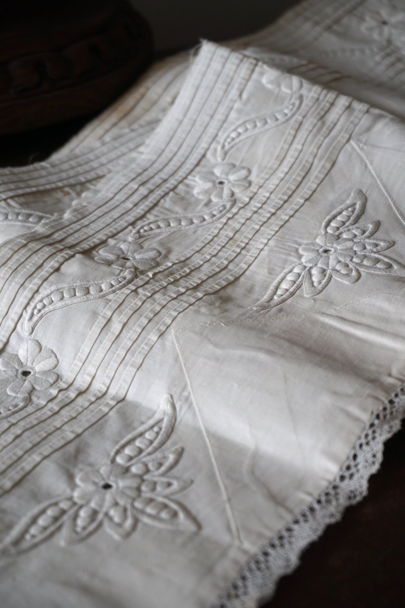 Antique French Pleated Lace Border