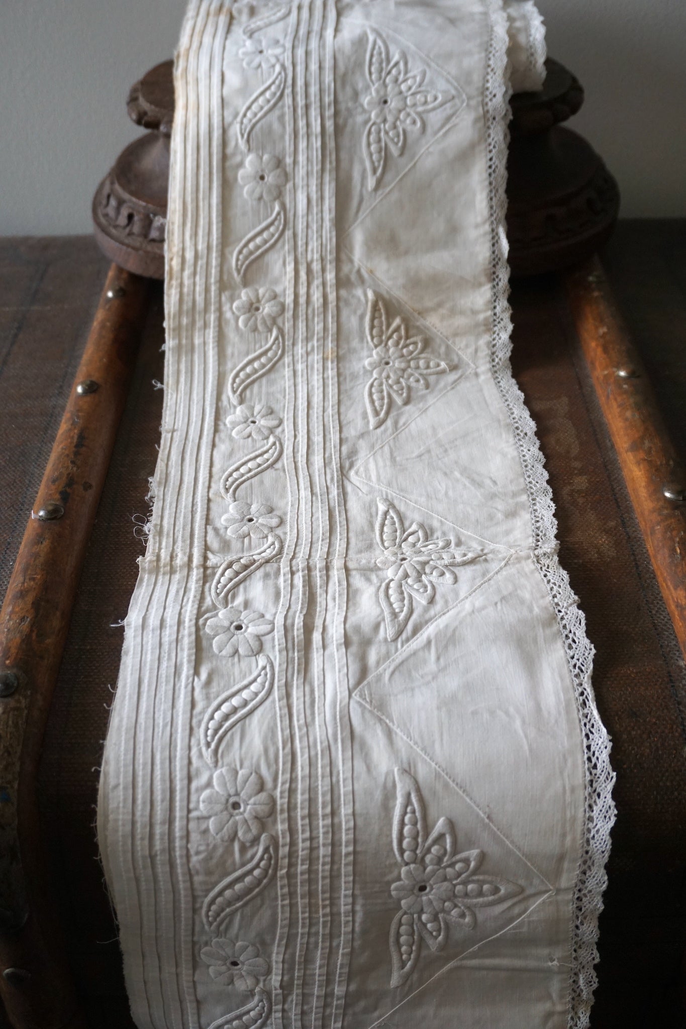 Antique French Pleated Lace Border