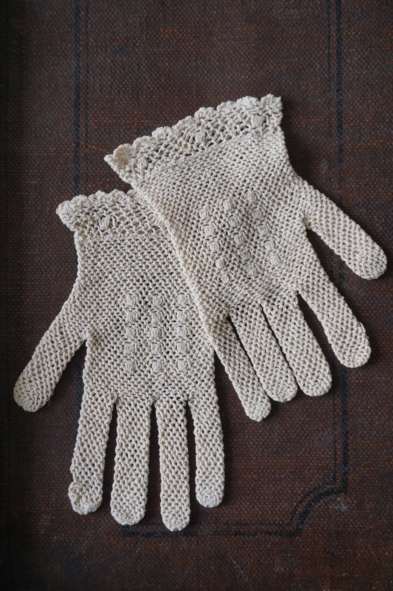 Antique French Crochet Lace Gloves