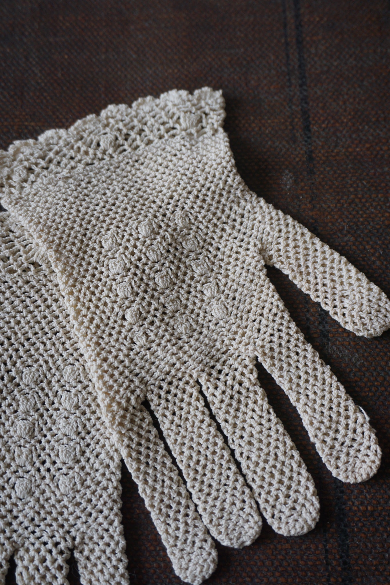 Antique French Crochet Lace Gloves