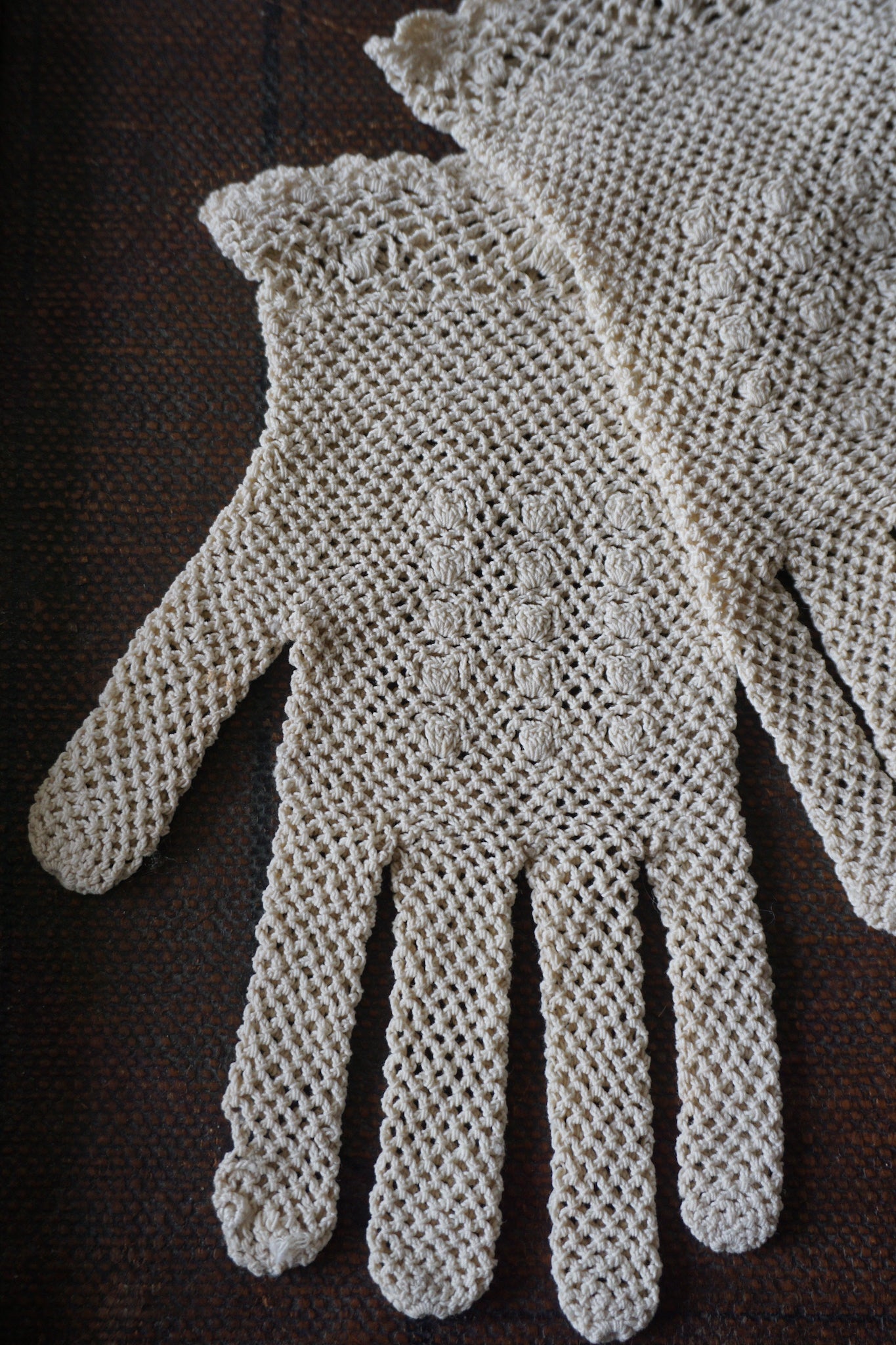 Antique French Crochet Lace Gloves