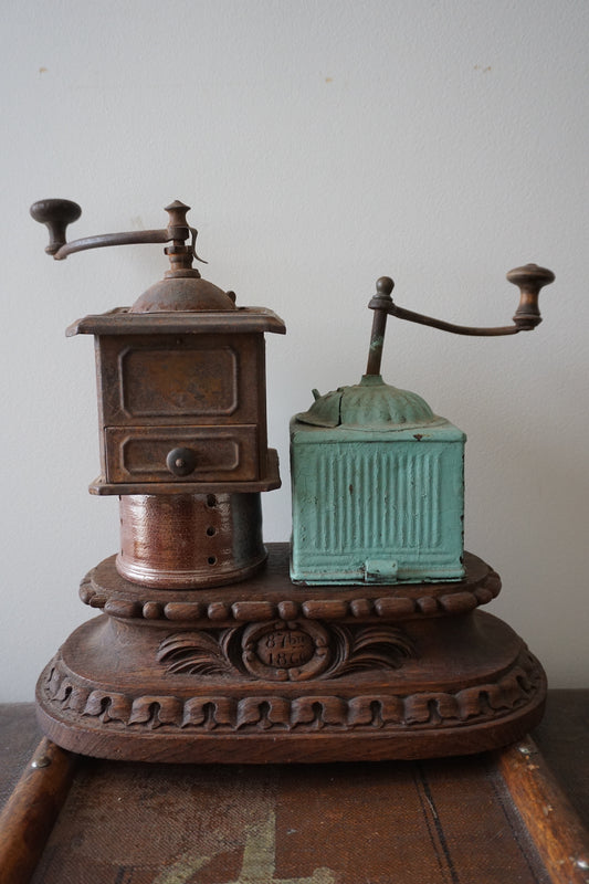 Vintage French Metal Coffee Grinder