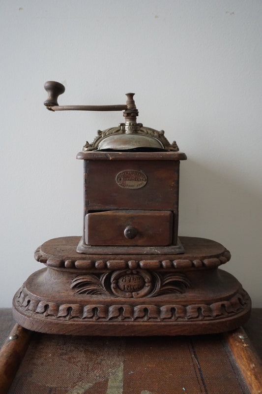 Vintage French Wooden Coffee Grinder