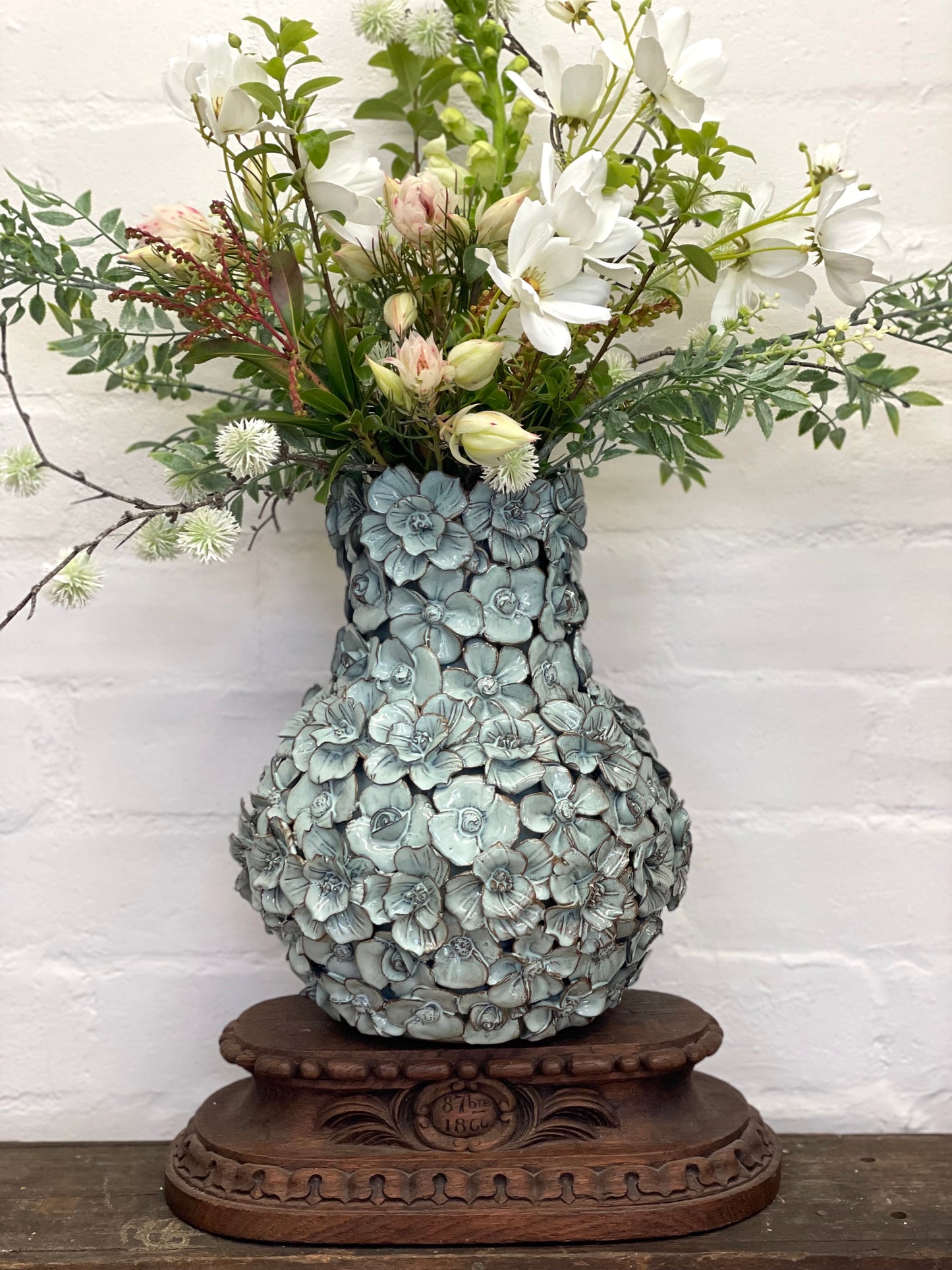 European Ceramic Blue Flowers Vase