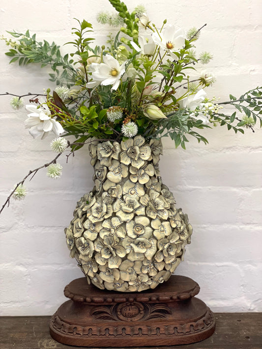 European Ceramic Cream Flowers Vase LAST SIZE SMALL