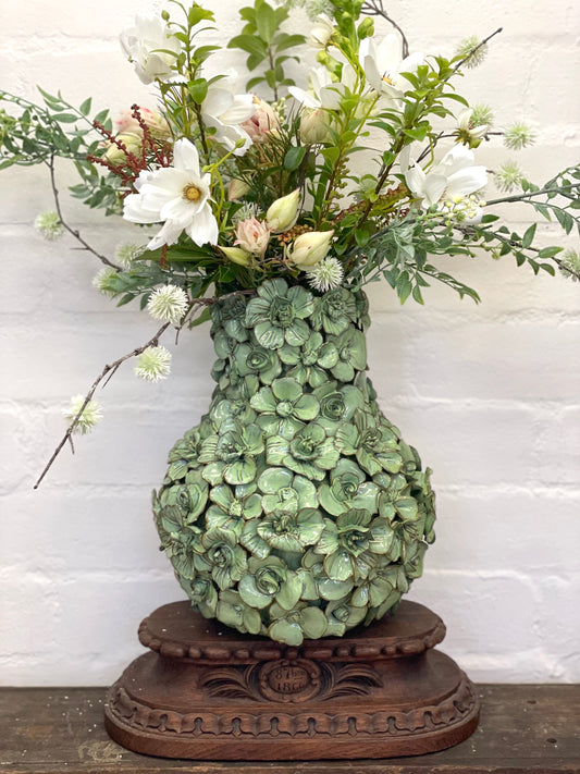 European Ceramic Green Flowers Vase