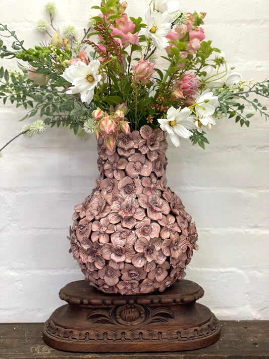 European Ceramic Pink Flowers Vase