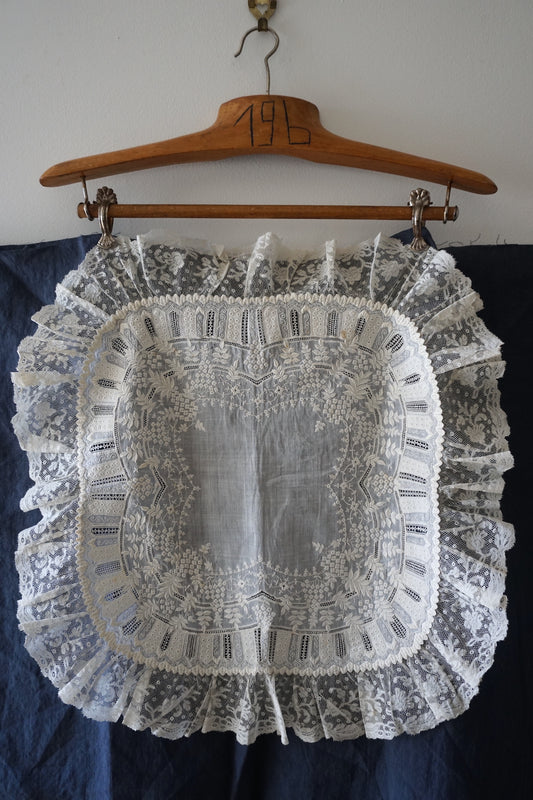 Exquisite Antique French Square Floral Lace Panel