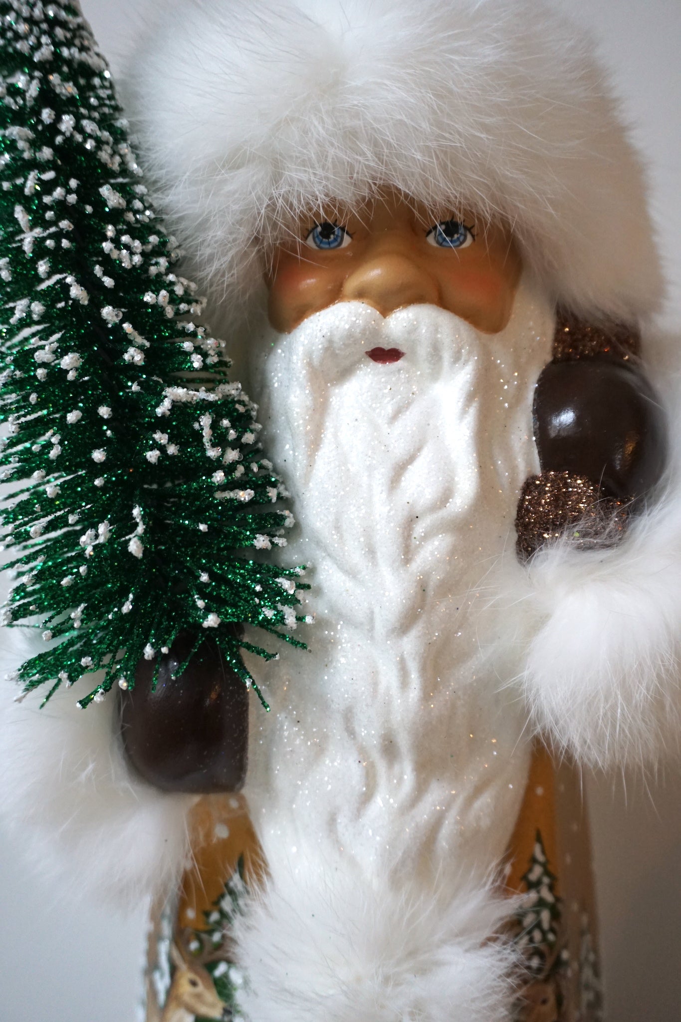 Extra-Large Handmade German Santa - Gold with Woodland Scene