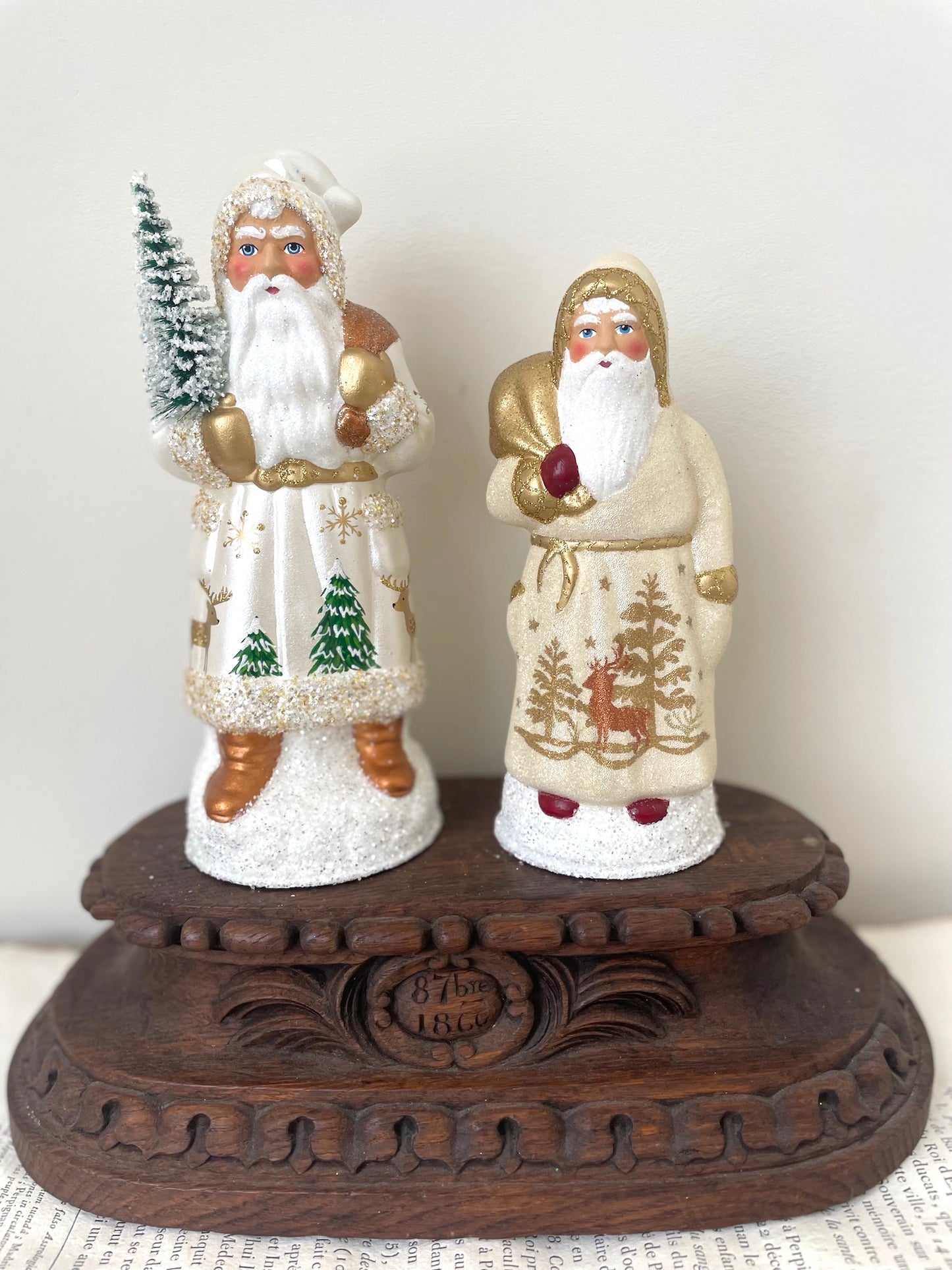 Handmade German Santas - Medium Gold with Deer