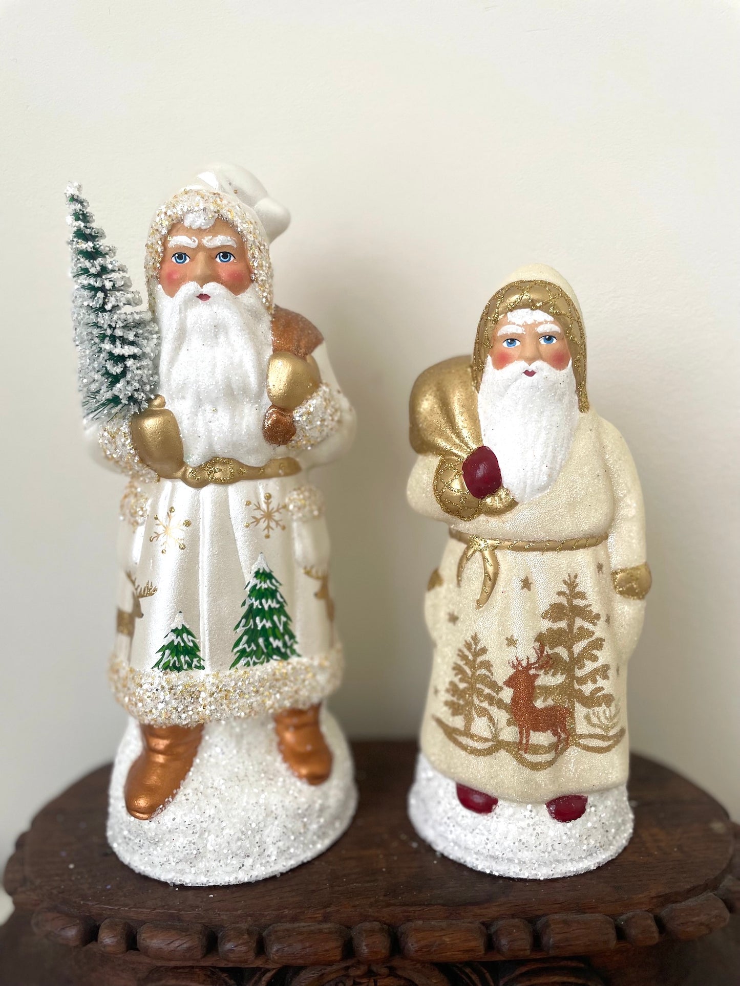 Handmade German Santas - Medium Gold with Deer