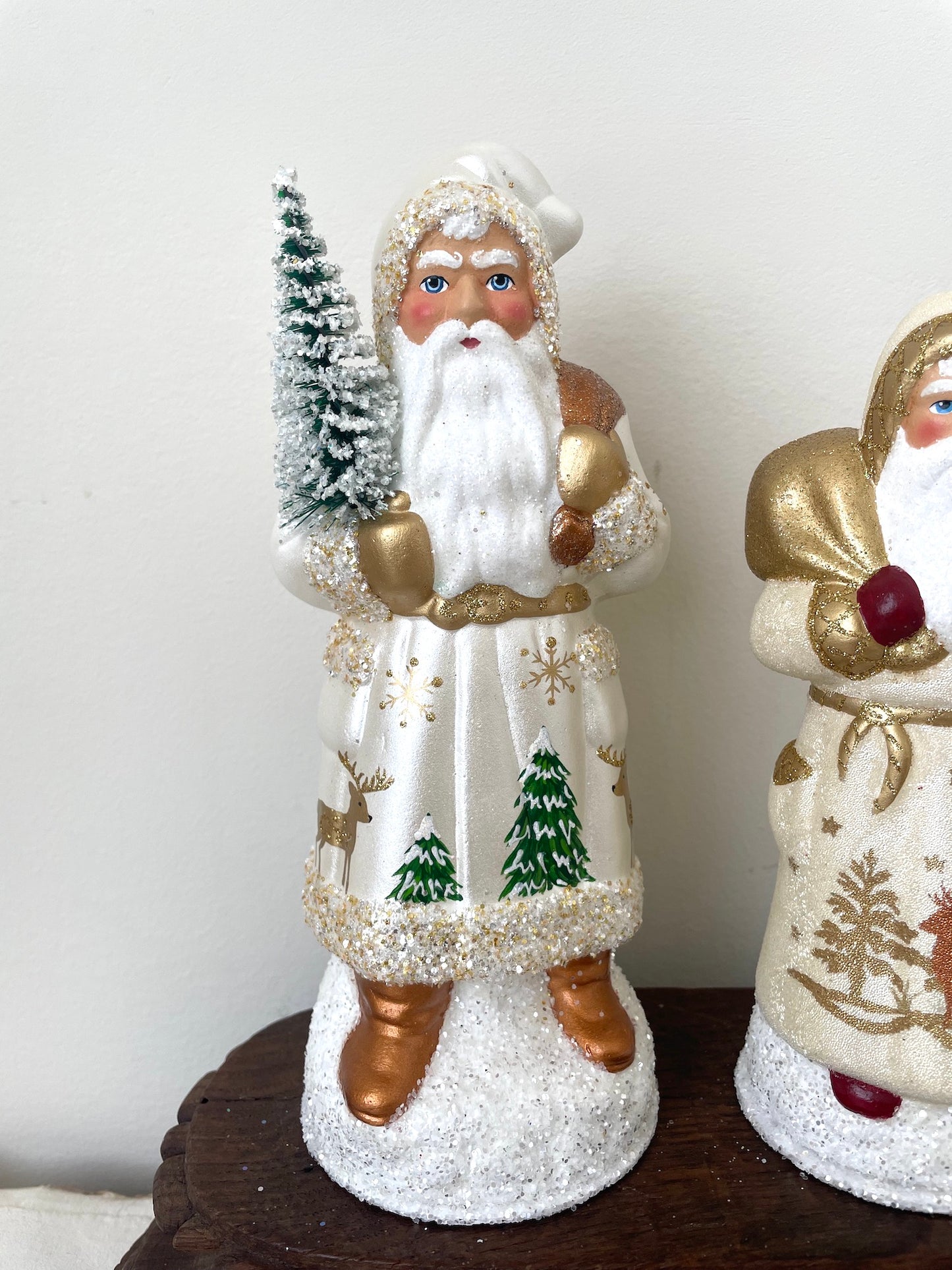 Handmade German Santas - Medium Gold with Deer