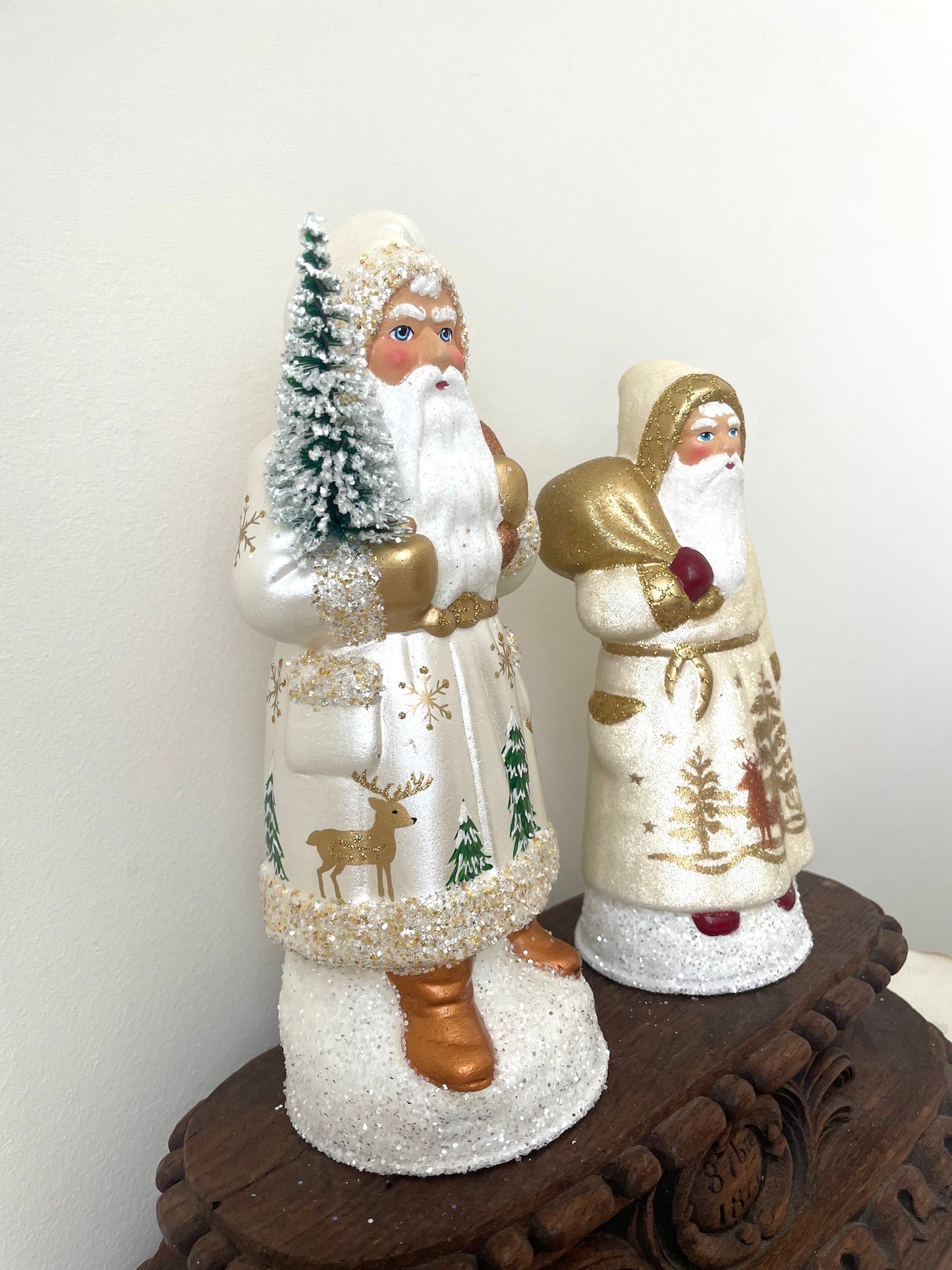 Handmade German Santas - Medium Gold with Deer