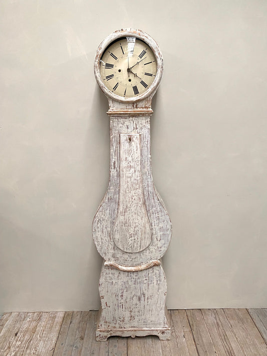 Antique Swedish Mora Clock - White Painted Finish