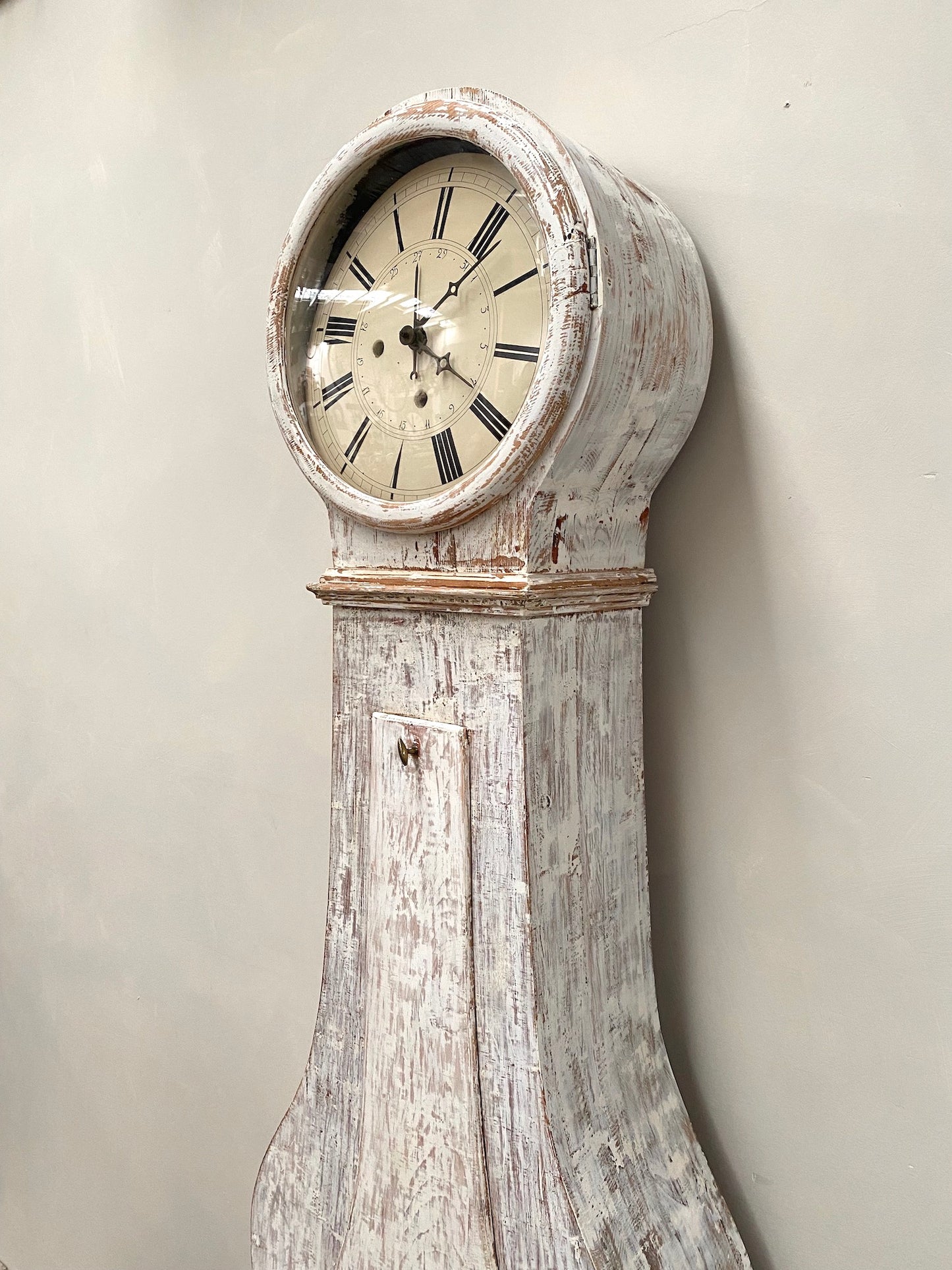 Antique Swedish Mora Clock - White Painted Finish