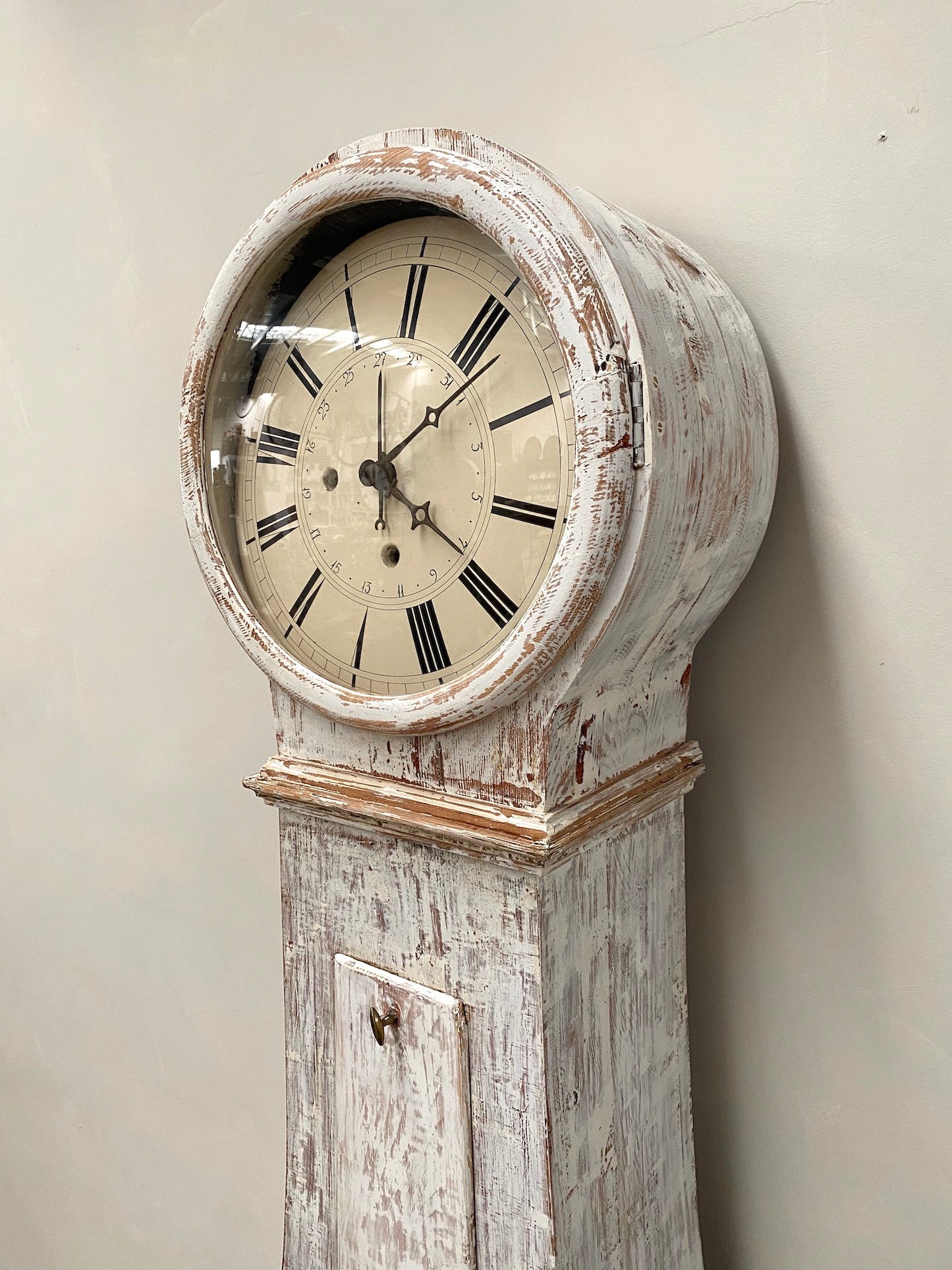 Antique Swedish Mora Clock - White Painted Finish