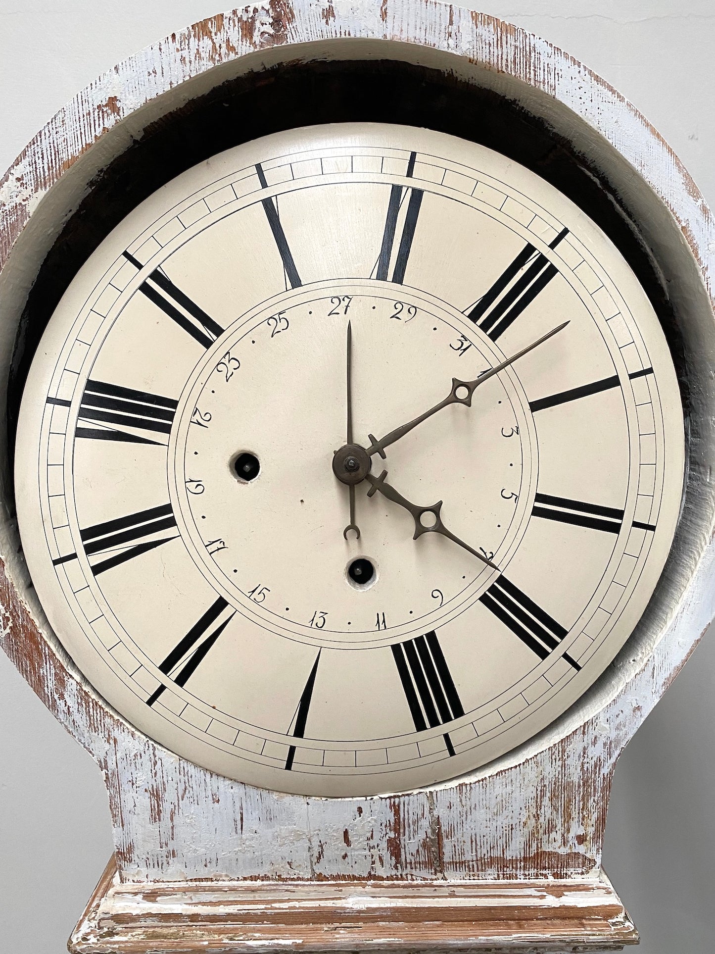 Antique Swedish Mora Clock - White Painted Finish