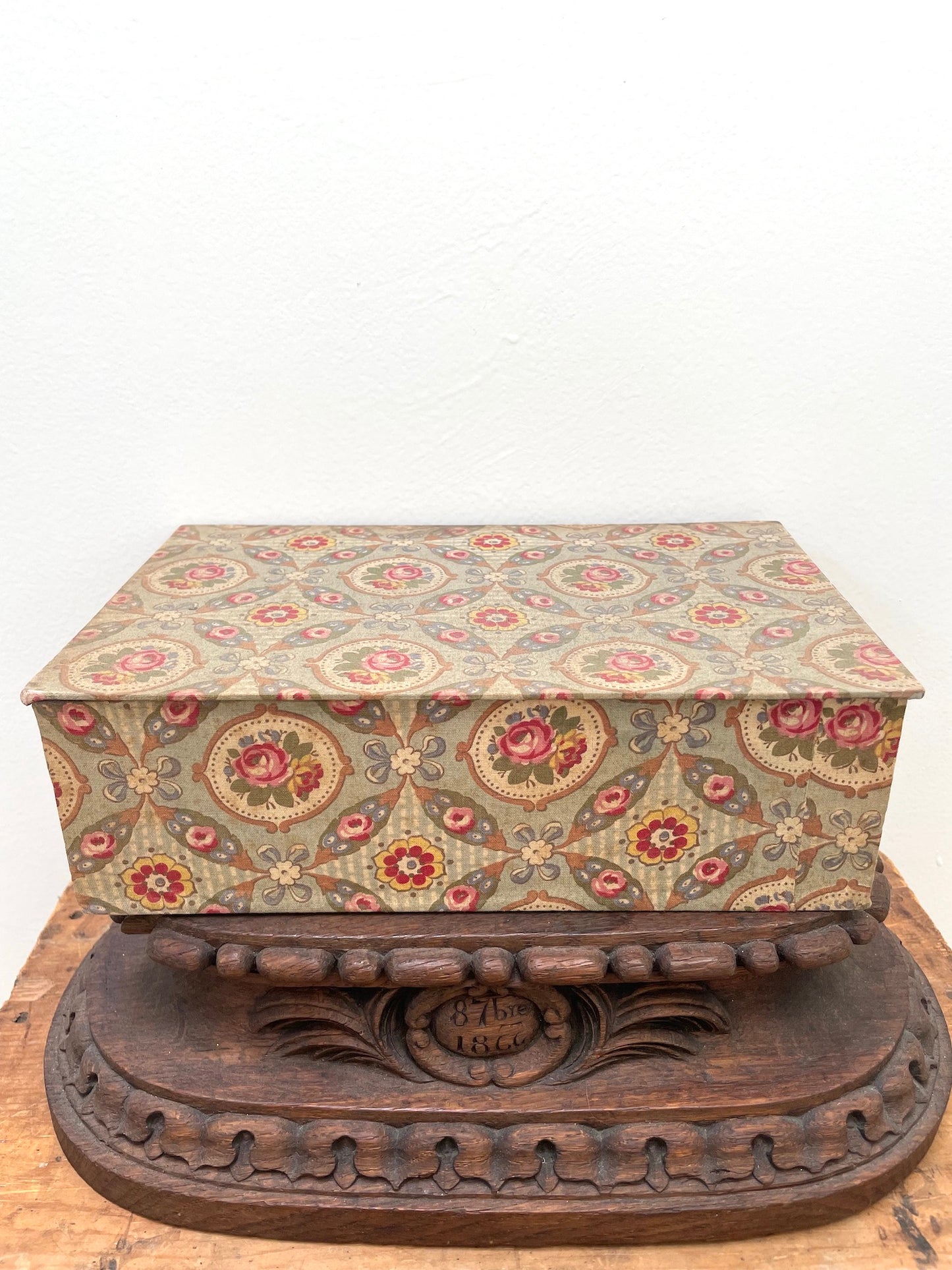 Antique French 'Dentelles' Fabric Covered Lace Storage Box