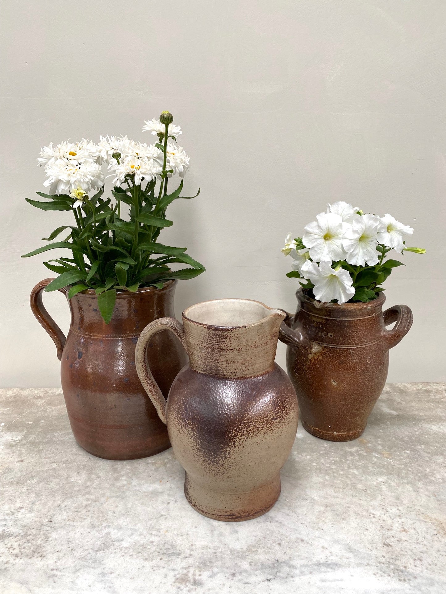 Antique French Glazed Pottery Jugs & Jar