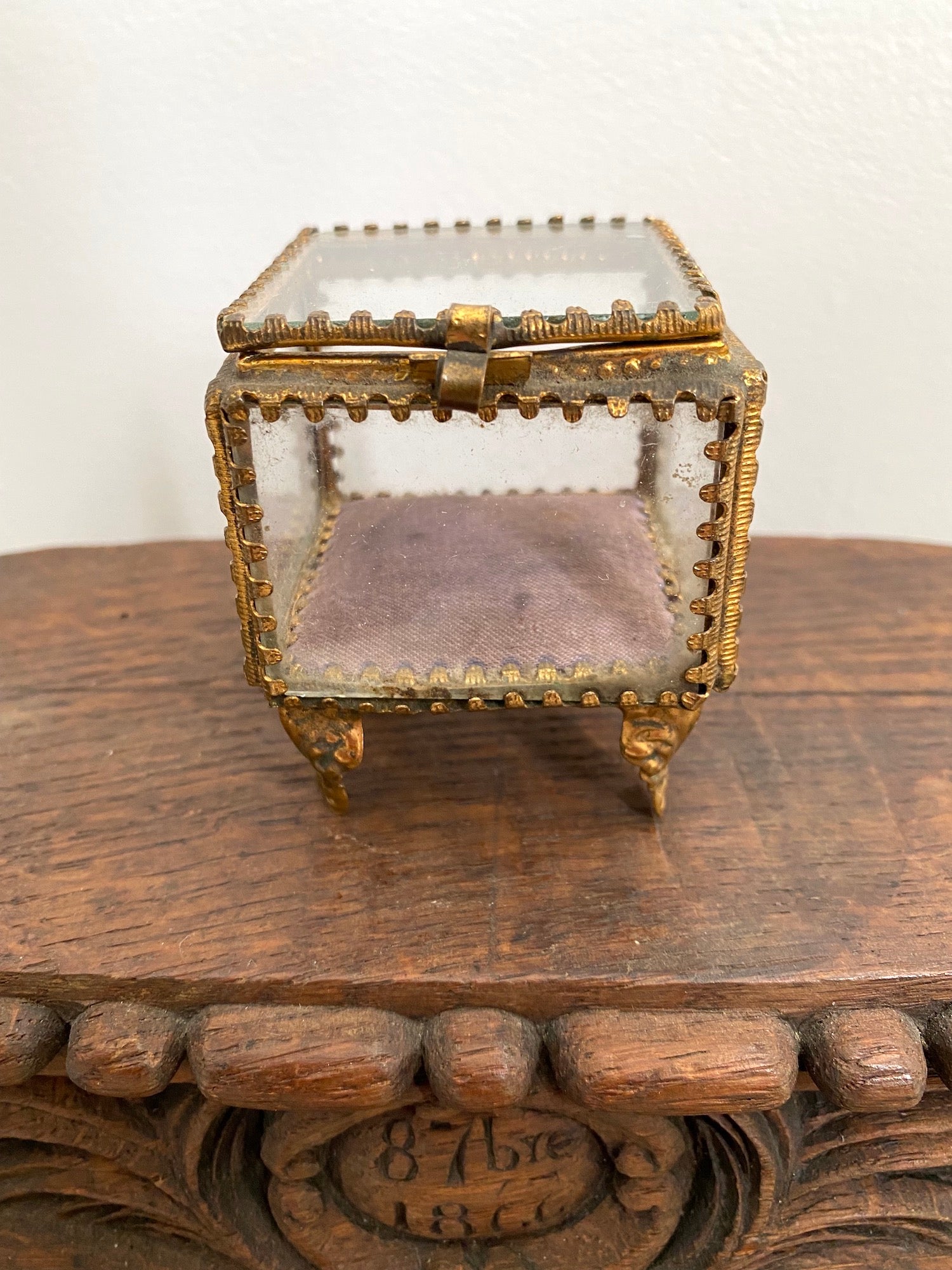 Vintage French Crystal & Gold Square 2024 Jewelry/ Trinket Box