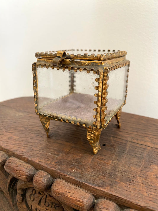 Antique French 'Boîte à Bijoux' Glass Jewellery Box - Mini Square