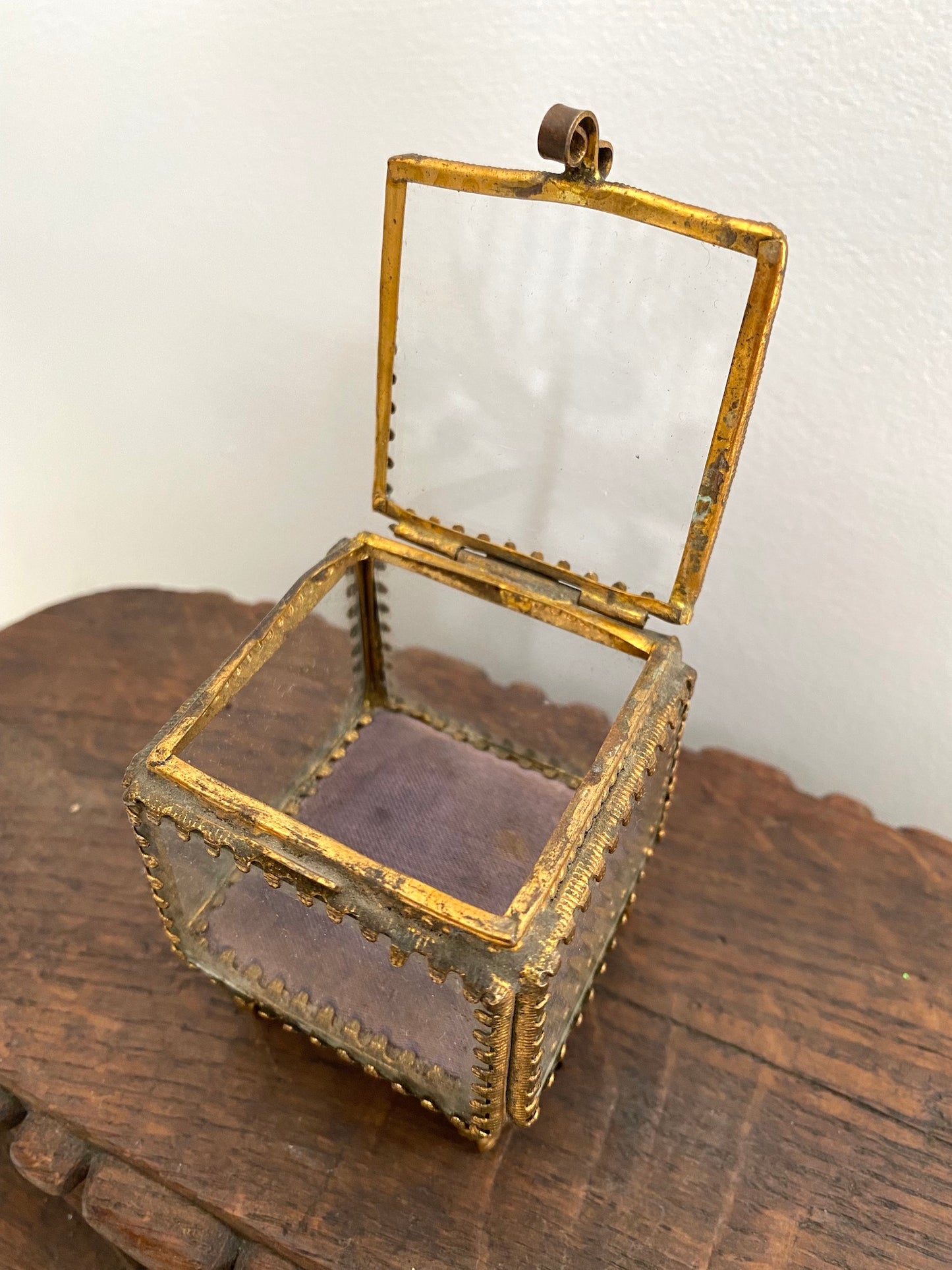 Antique French 'Boîte à Bijoux' Glass Jewellery Box - Mini Square