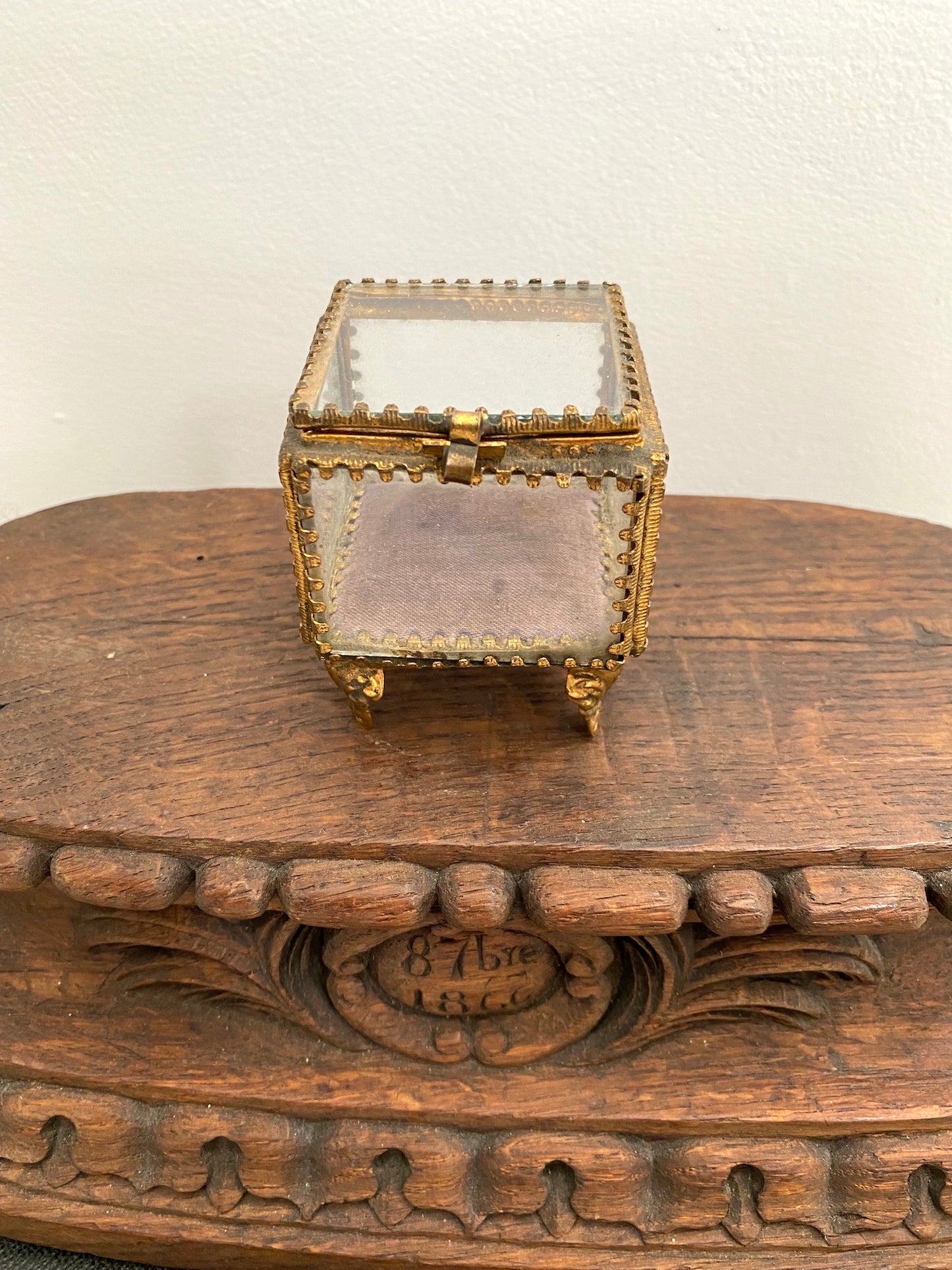 Antique French 'Boîte à Bijoux' Glass Jewellery Box - Mini Square