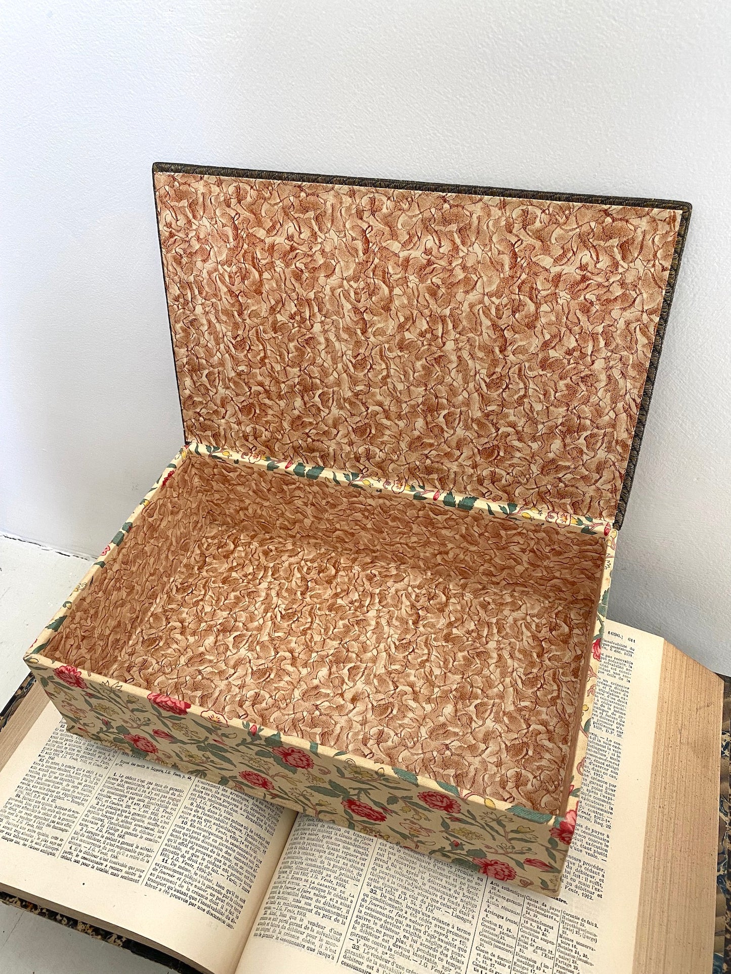 Antique French Floral Fabric Covered Sewing Boxes