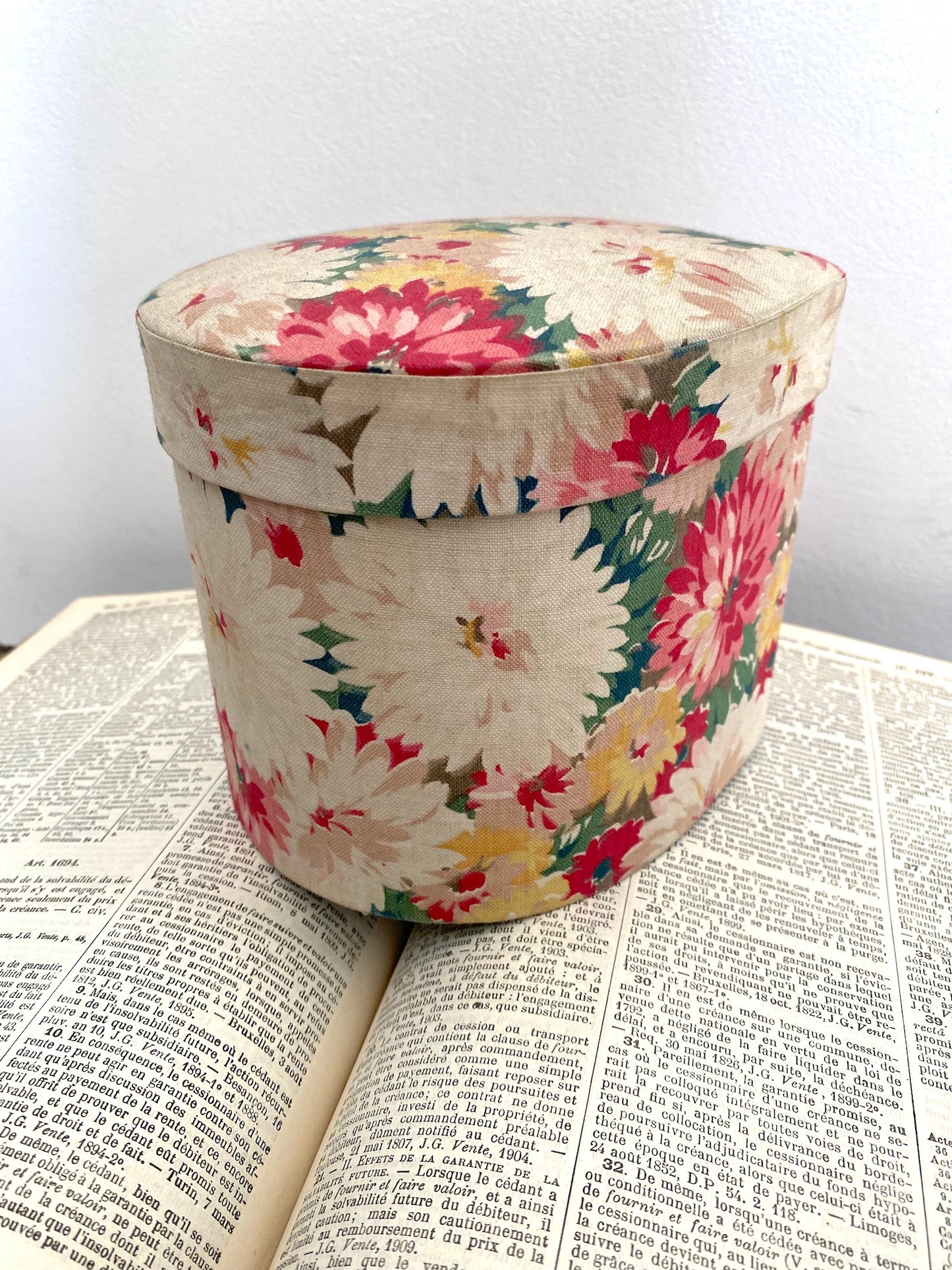 Antique French Floral Fabric Covered Sewing Boxes