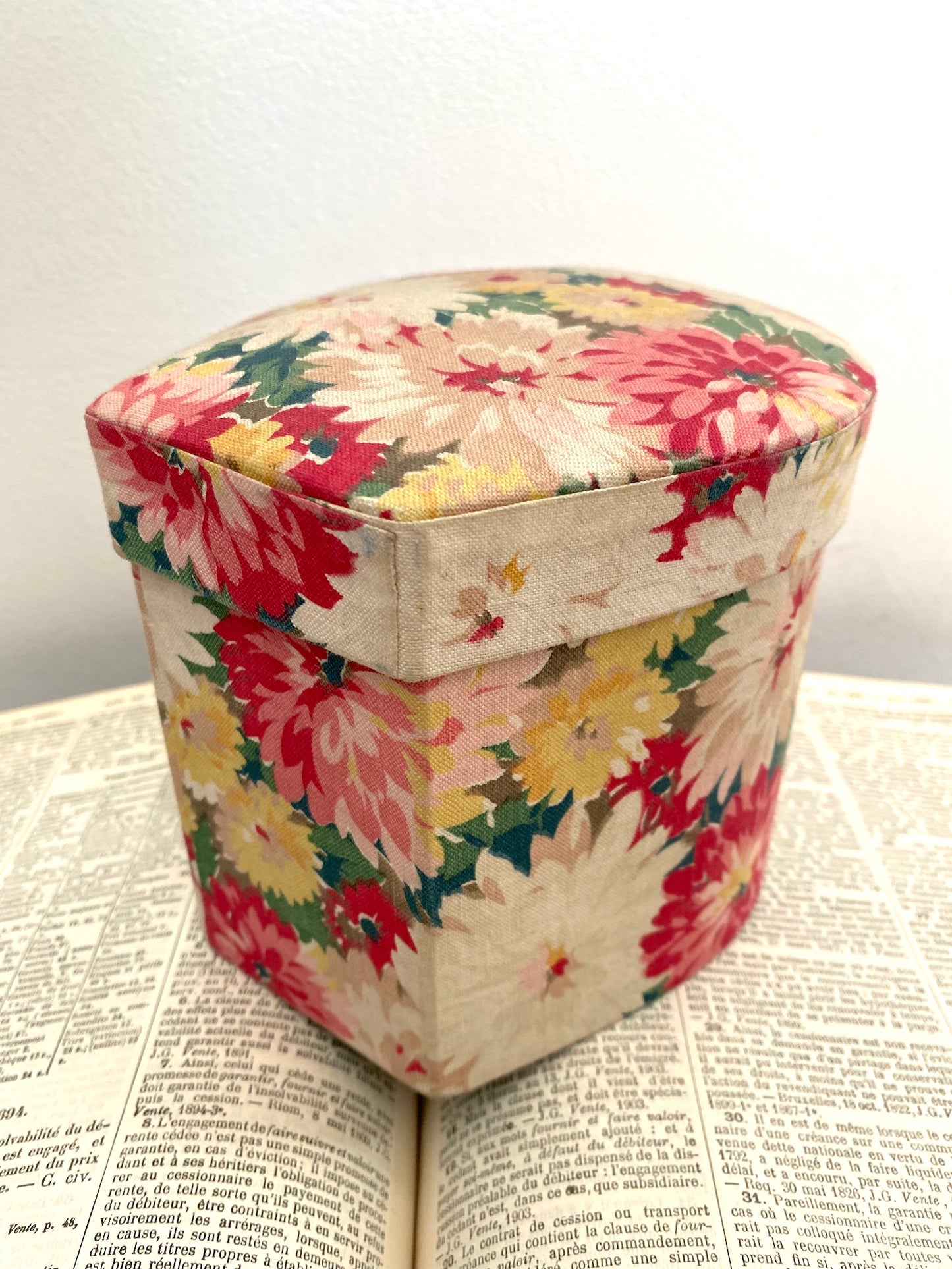 Antique French Floral Fabric Covered Sewing Boxes