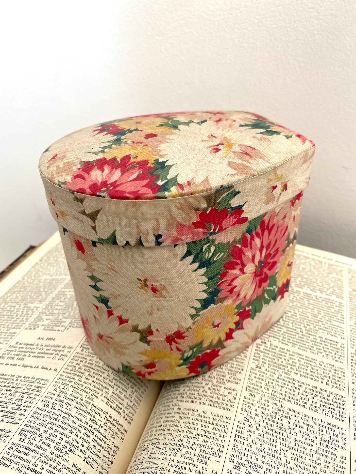 Antique French Floral Fabric Covered Sewing Boxes