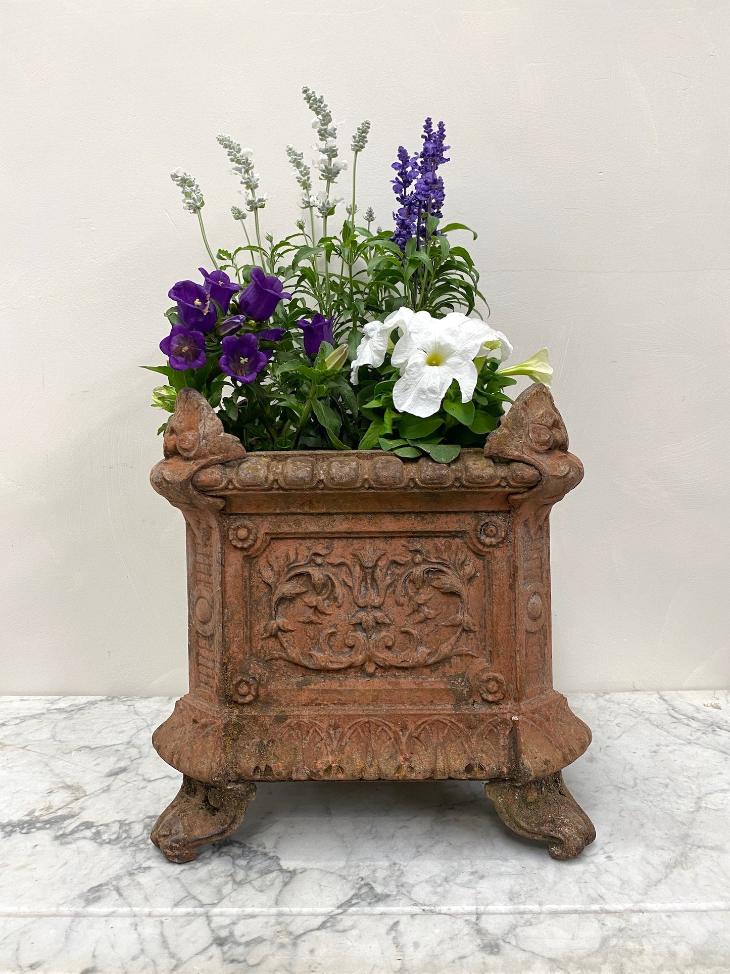 Antique French Square Cast Iron Jardinere