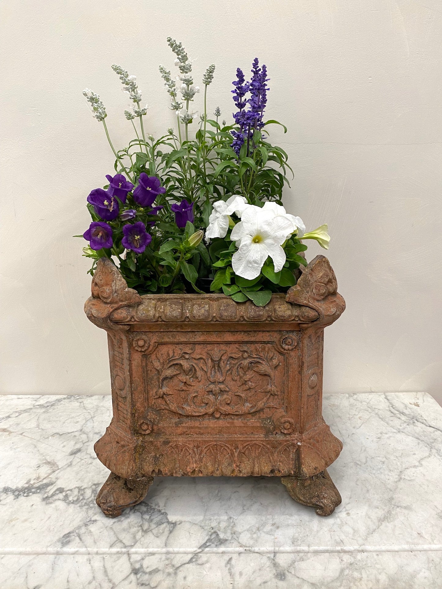 Antique French Square Cast Iron Jardinere