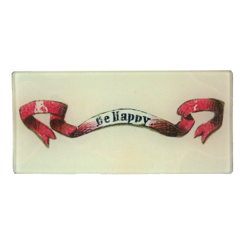 John Derian ‘Be Happy’ 3.5 x 7" Rectangle Tray