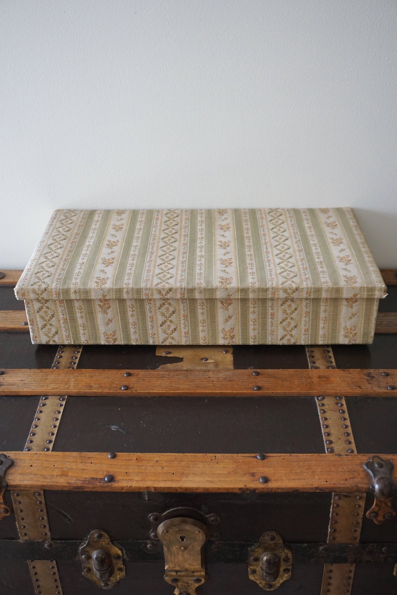 Large Antique French Fabric Covered Boudoir Box