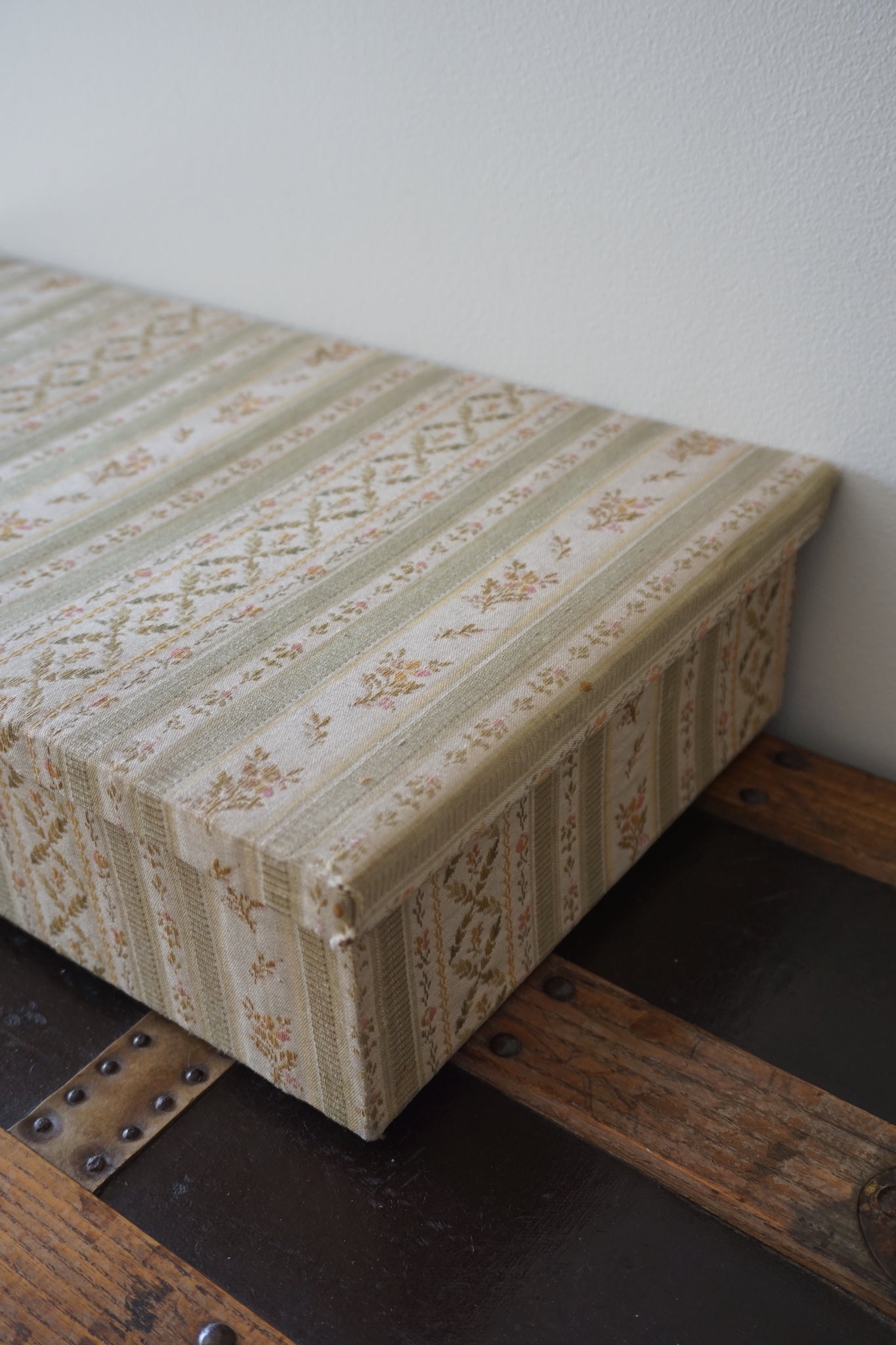 Large Antique French Fabric Covered Boudoir Box