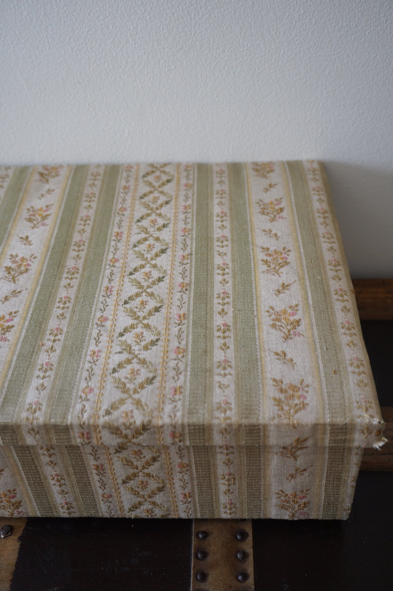 Large Antique French Fabric Covered Boudoir Box