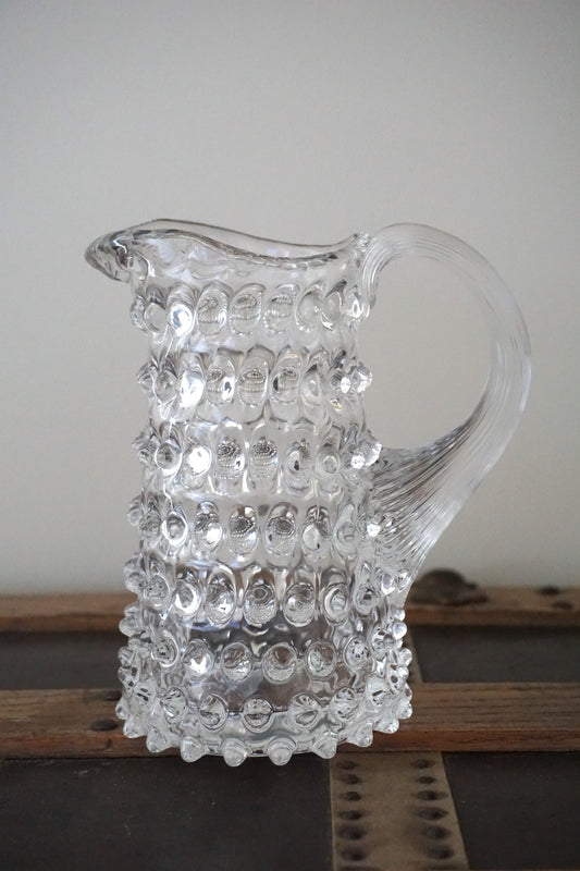 Mini Clear Bohemia Glass Hobnail Pitcher