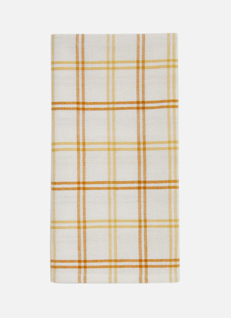 Heather Taylor Home 'Mayfair Plaid - Goldenrod' Linen Napkins Set of 4