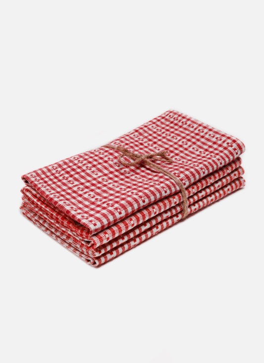 Heather Taylor Home 'Red Soho' Linen Napkins Set of 4