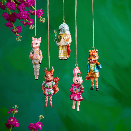 Nathalie Lété Christmas Dressed Woodland Animal Ornaments