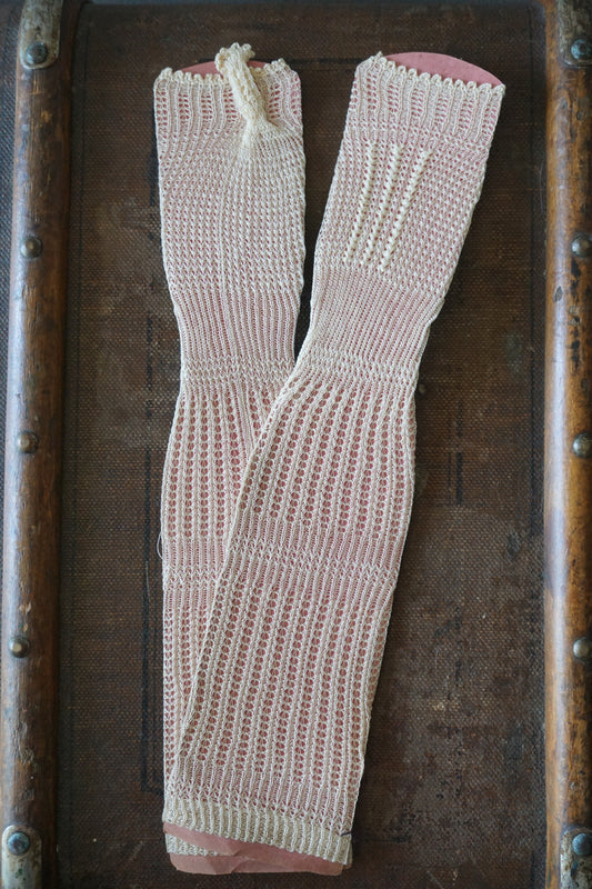 Pair of Antique Cotton Knit Fingerless Gloves