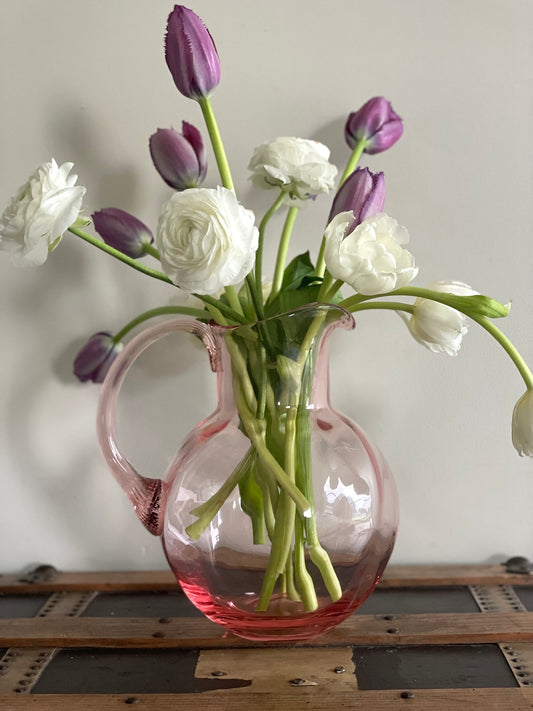 Pink Bohemia Swirl Glass Pitcher