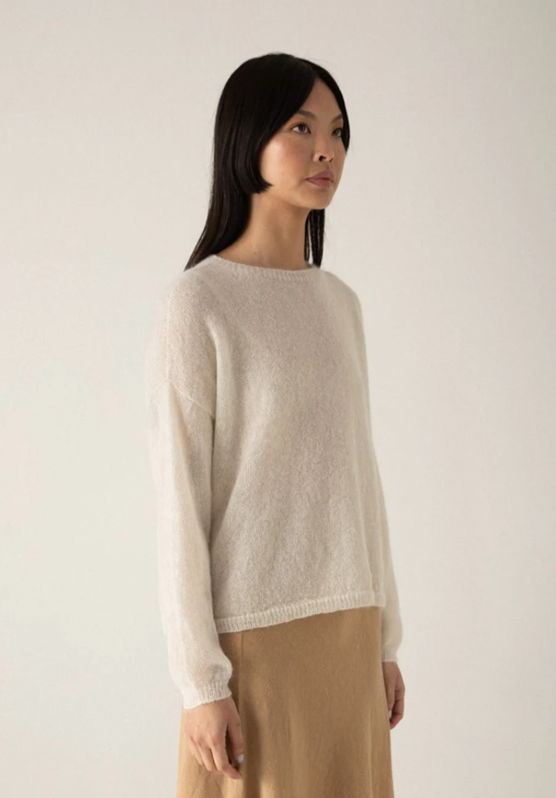 Francie Feather Knit Ivory