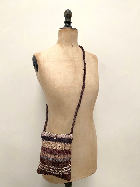 Sophie Digard Crochet Mushroom Ribbed Stripe Raffia Cross Body Bag